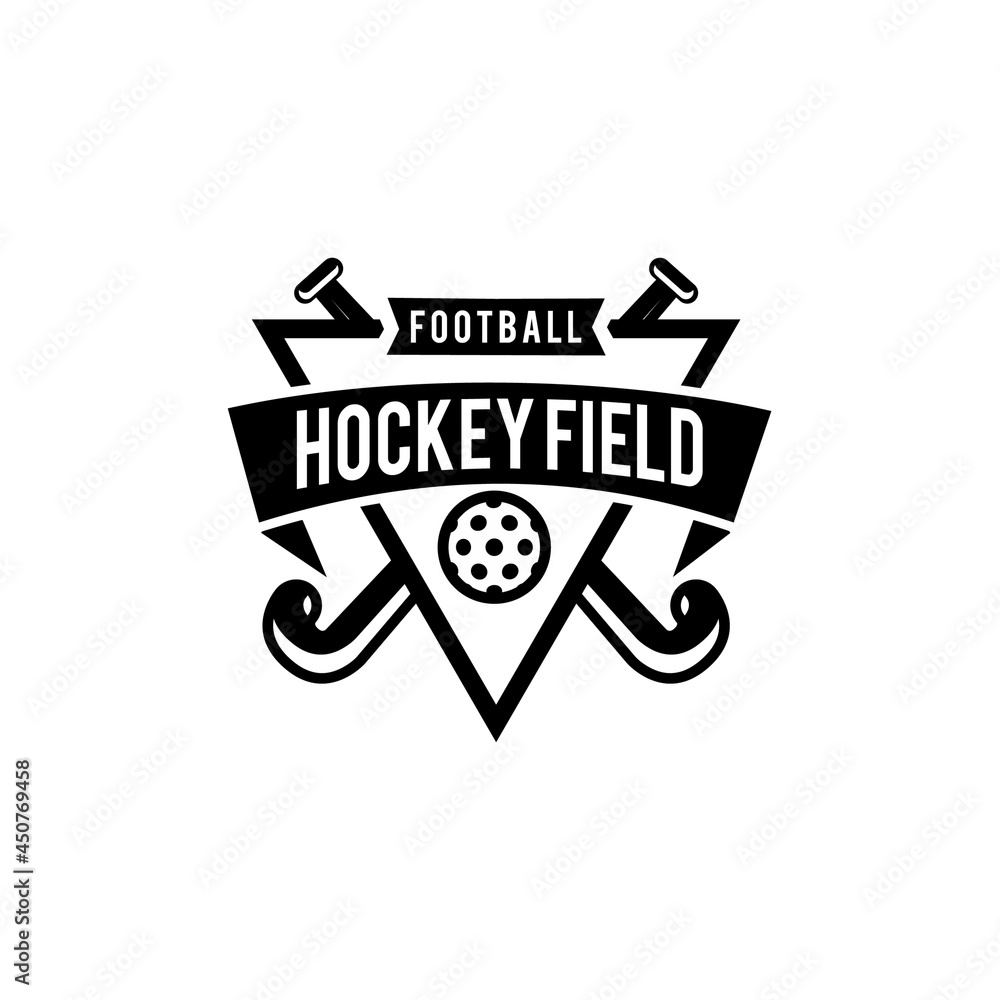 Obraz premium Hockey field shield logo icon design illustration