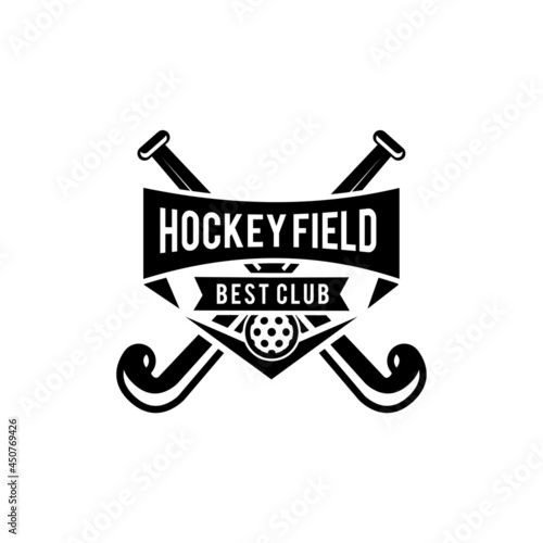 Hockey field shield logo icon design illustration