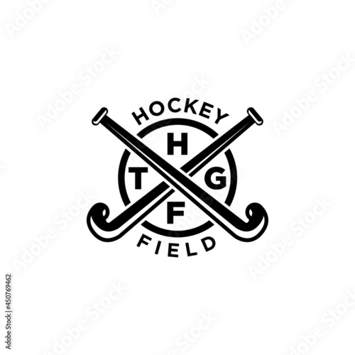 Hockey field shield logo icon design illustration