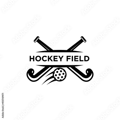 Hockey field shield logo icon design illustration
