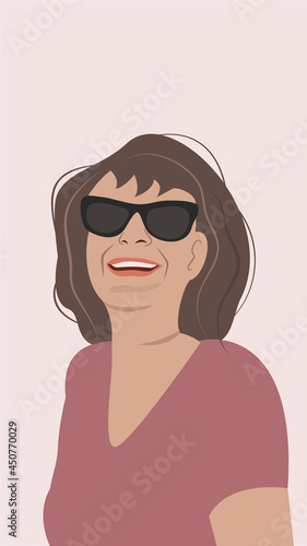 Portrait of laughing woman in sunglasses