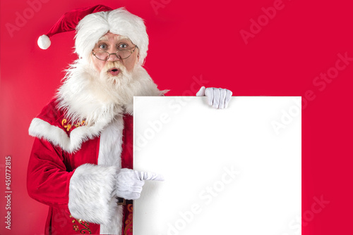Emotional senior male model old man with a natural white beard Father Christmas © TSViPhoto