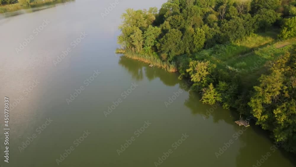 aerial view of the river and dawn in the morning aerial view of the river and dawn in the morning