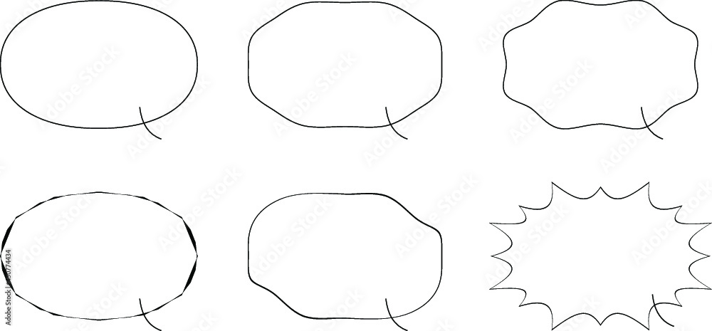 Obraz premium 線画のふきだしベクターイラストセット
