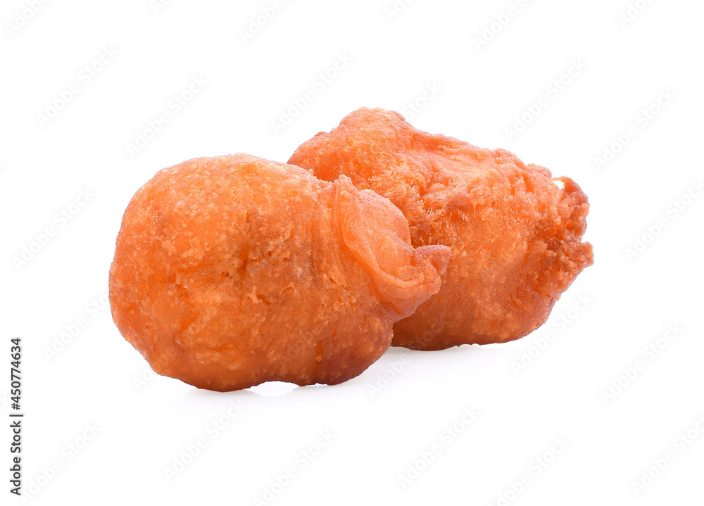 Fried Patongo is eaten with milk or tea and coffee isolated on white background.(with Clipping Path). Fried Patongo is eaten with milk or tea and coffee isolated on white background.(with Clipping Path).