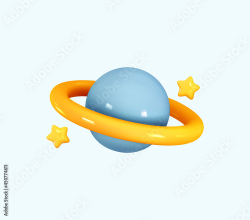 Icon Planet Saturn with ring around. Realistic 3d symbol design. Vector illustration
