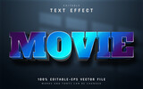 Movie text, editable 3d blue gradient text effect