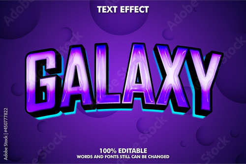 Creative digital editable text effect with emboss effect and neon light. Galaxy typography concept design
