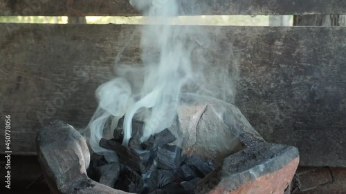 Blurry close up cooking on the fire.
