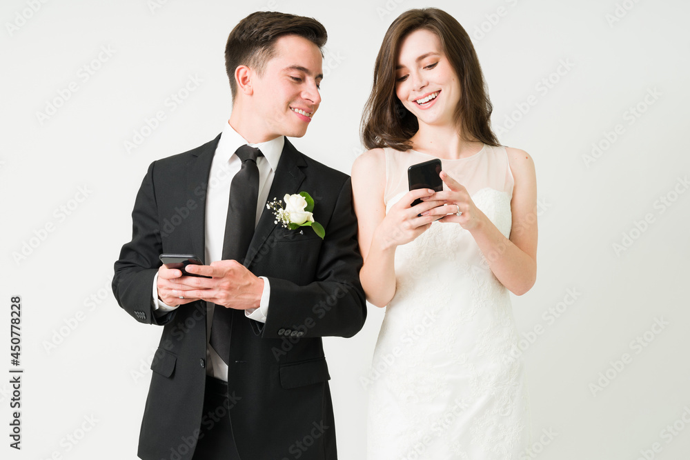Posting a selfie on social media as husband and wife Posting a selfie on social media as husband and wife