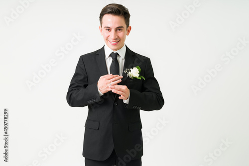 Handsome man using his wedding band