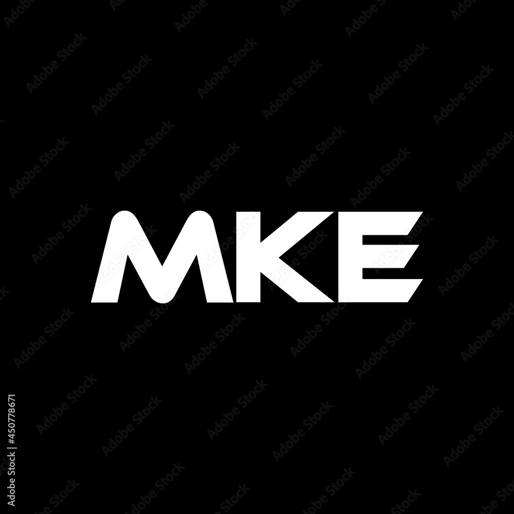 MKE letter logo design with black background in illustrator, vector