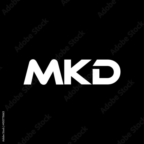 MKD letter logo design with black background in illustrator, vector logo modern alphabet font overlap style. calligraphy designs for logo, Poster, Invitation, etc. photo