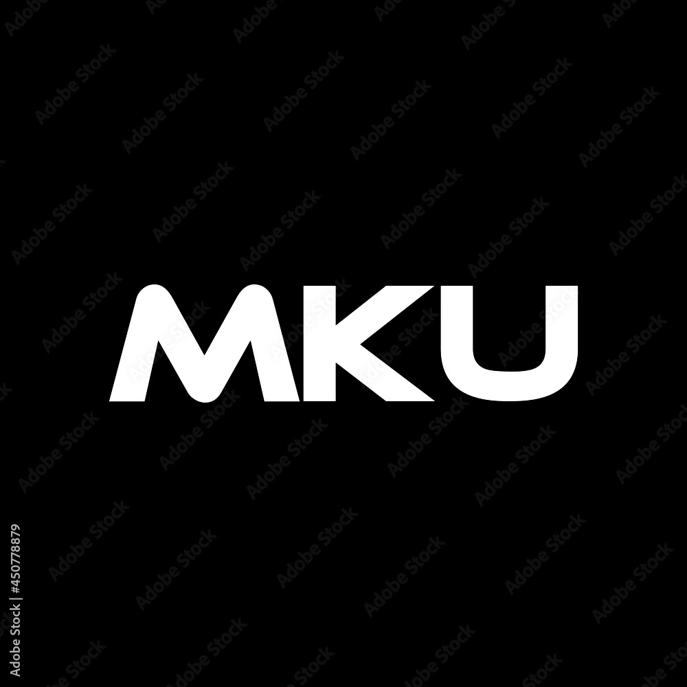 MKU letter logo design with black background in illustrator, vector logo modern alphabet font overlap style. calligraphy designs for logo, Poster, Invitation, etc.