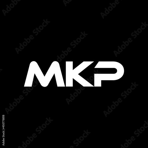 MKP letter logo design with black background in illustrator, vector logo modern alphabet font overlap style. calligraphy designs for logo, Poster, Invitation, etc.