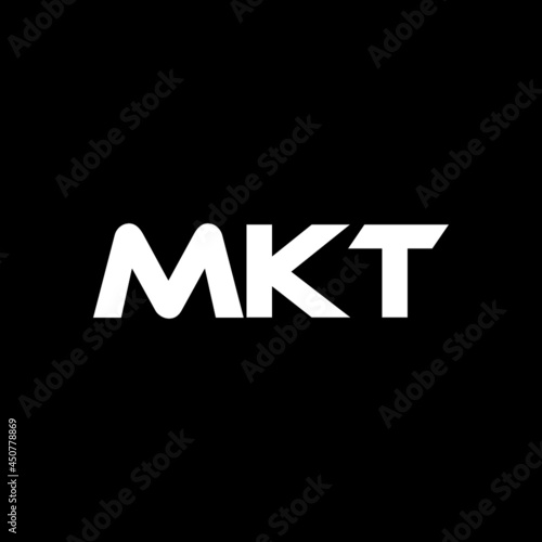 MKT letter logo design with black background in illustrator, vector logo modern alphabet font overlap style. calligraphy designs for logo, Poster, Invitation, etc.