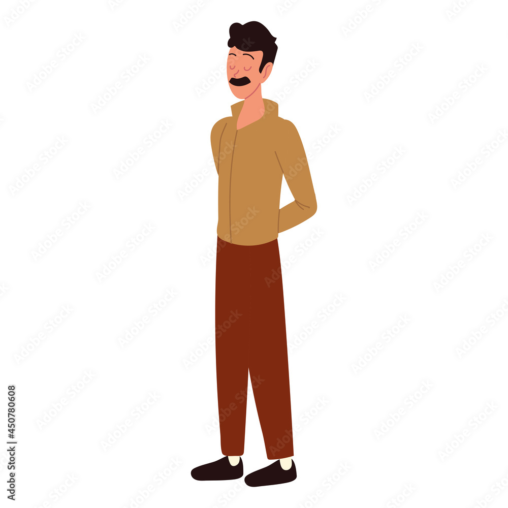 man with moustache standing