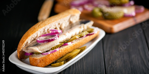 sandwich with herring fillets