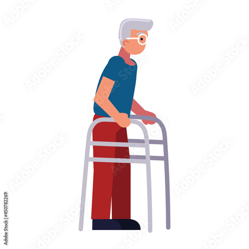 disabled old man with walker