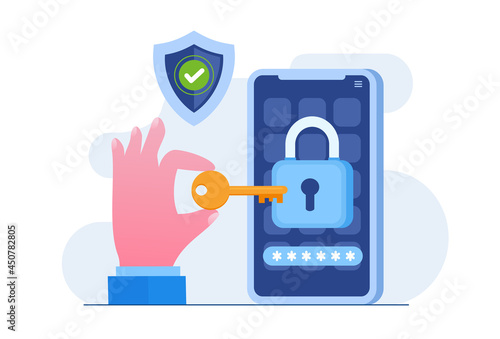Personal data security, cyber data security online concept illustration