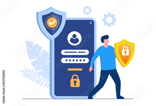 Personal data security, cyber data security online concept illustration, internet security or information privacy. flat vector illustration banner and protection