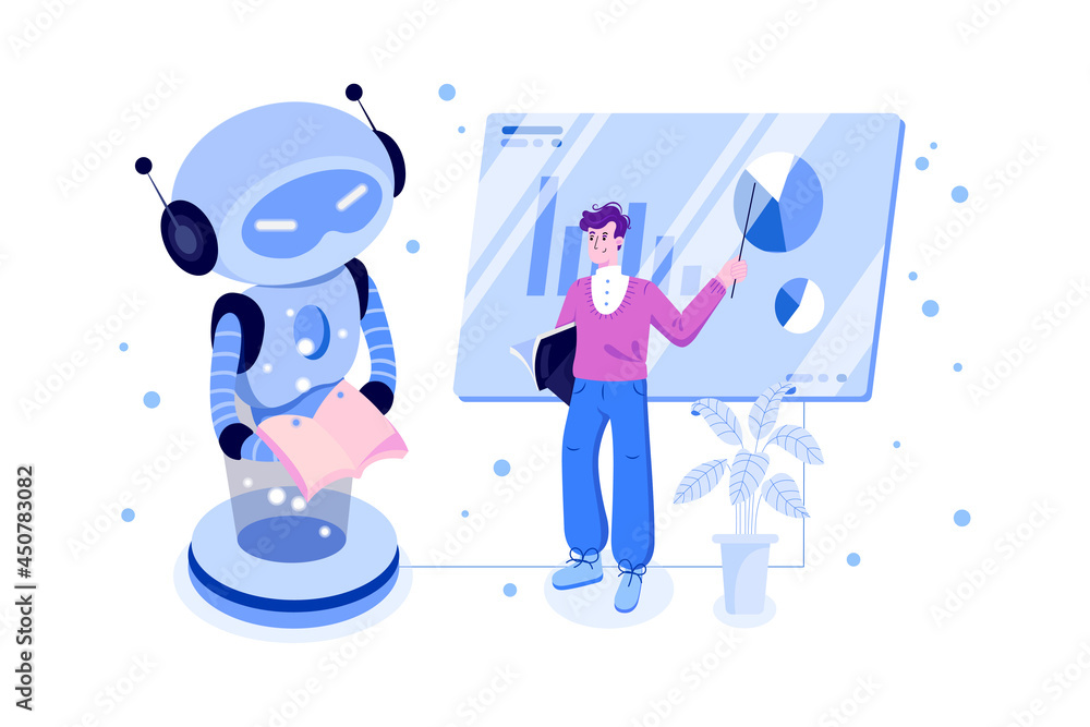Artificial Intelligence Illustration concept. Flat illustration isolated on white background.