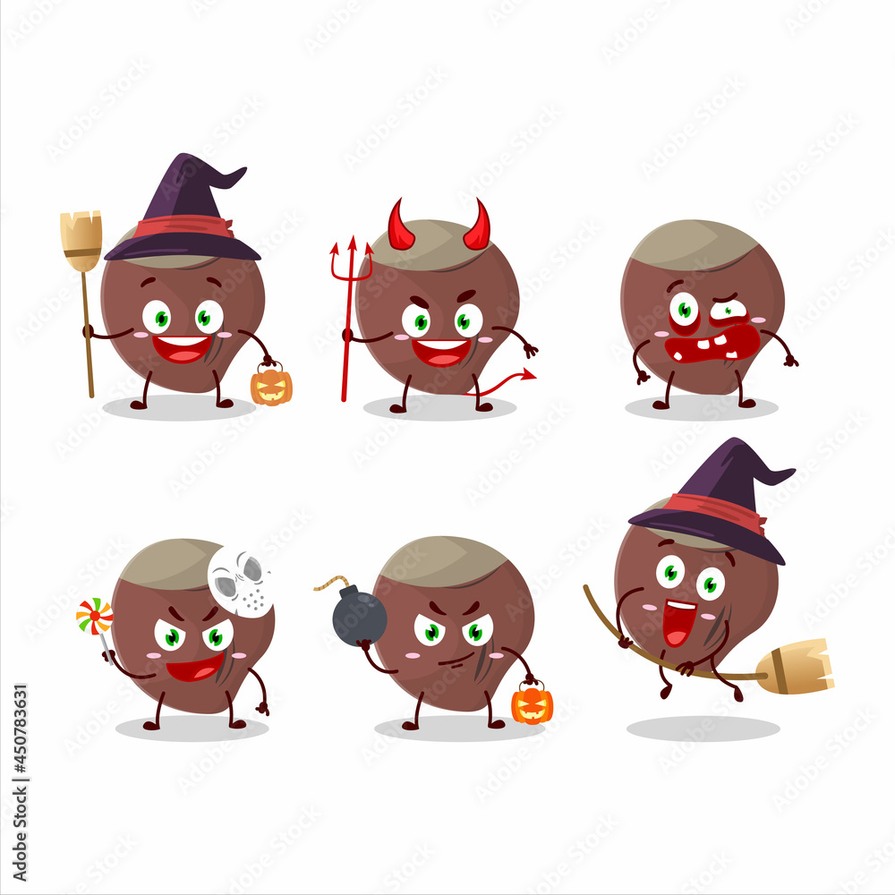 Halloween expression emoticons with cartoon character of acorn Halloween expression emoticons with cartoon character of acorn