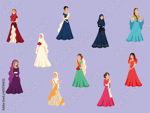 arab brides in traditional dresses