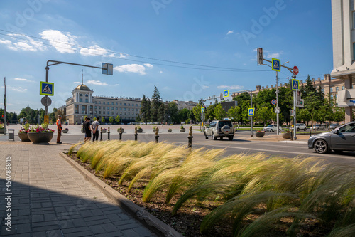 Belgorod, Russia - July 08, 2021: View of the Cathedral Square in the center of Belgorod