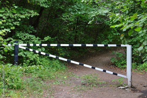 A barrier that closes the entrance to the reserve, Shiryaevo, Samara region, August 2021 photo