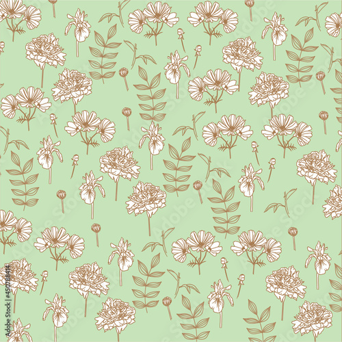 pattern with flowers and leaves photo
