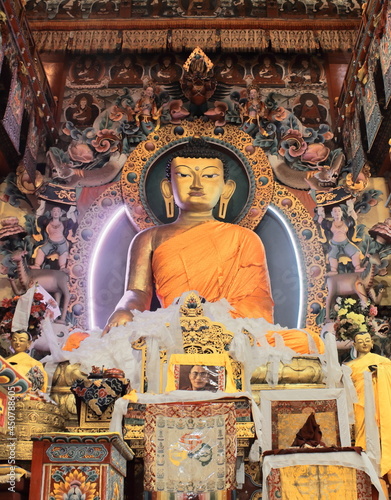 famous lord buddha statue of tawang monastery, arunachal pradesh in north east india