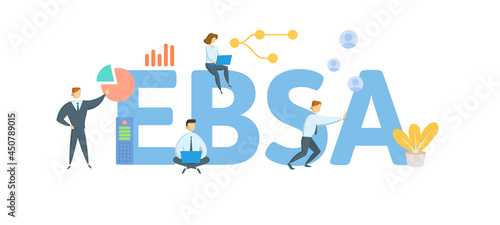 EBSA, Employee Benefits Security Administration. Concept with keyword, people and icons. Flat vector illustration. Isolated on white.