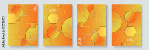 Abstract geometric backgrounds. Neo geo pattern, minimalist retro poster graphics vector illustration set. Abstract pattern trendy with square and round colored