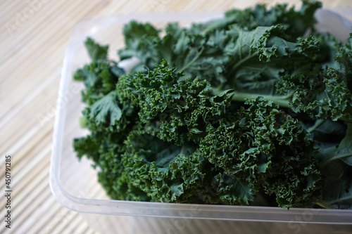 Packaged Kale Leaves. Kale is a green, leafy, vegetable that is contain a lot of nutrients. 