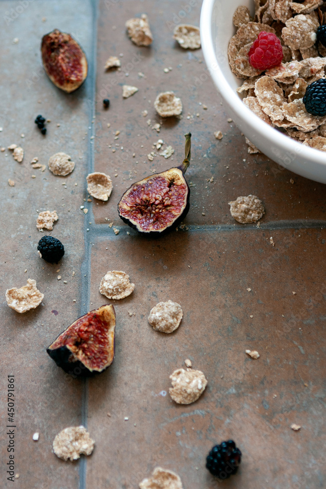 Figs and cereals on the table