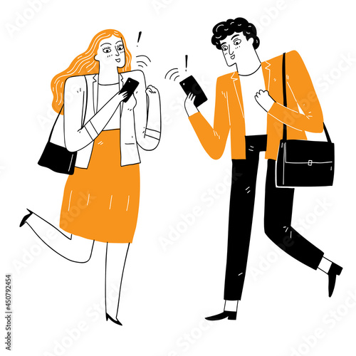 People are exciting for something received on the smartphone.