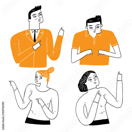 Expressing a person's personality, pose, by pointing or giving directions.