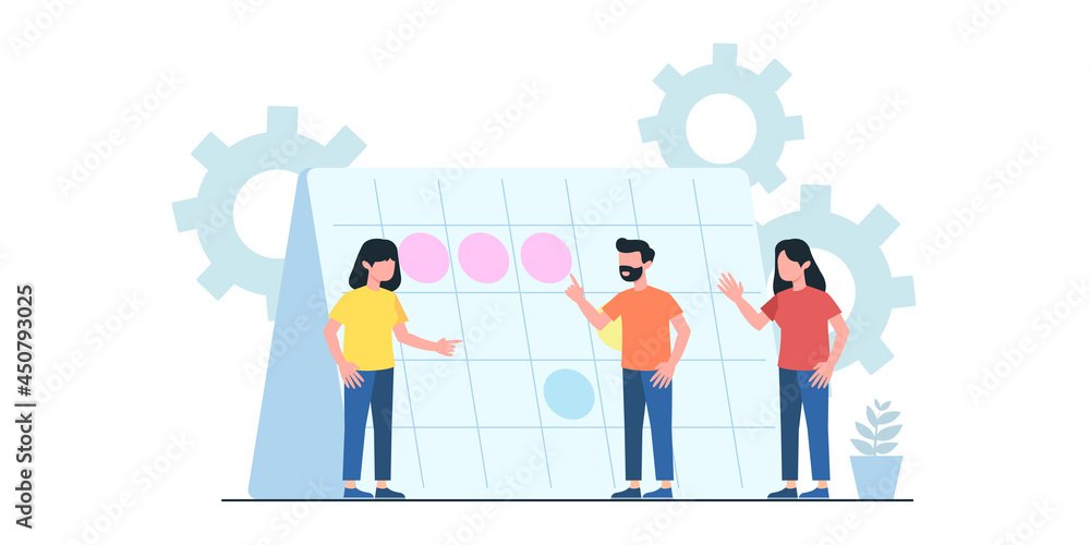 Generating New Business Ideas, Searching Problem Solution, Developing Company Strategy Flat Vector Concept with Businesspeople Team, Employees Collecting Successful, Innovation Ideas Illustration