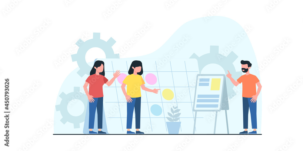 Generating New Business Ideas, Searching Problem Solution, Developing Company Strategy Flat Vector Concept with Businesspeople Team, Employees Collecting Successful, Innovation Ideas Illustration