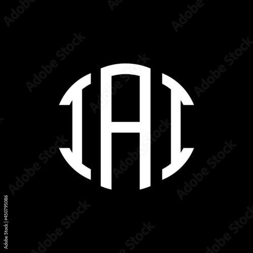 IAI letter logo design. IAI modern letter logo with black background. IAI creative  letter logo. simple and modern letter IAI logo template, IAI circle letter logo design with circle shape. IAI   photo