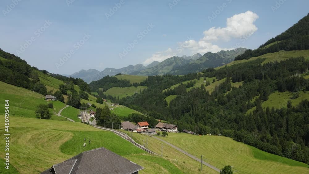 Flying above the green landscapes of les Avants, Switzerland. Flying above the green landscapes of les Avants, Switzerland.
