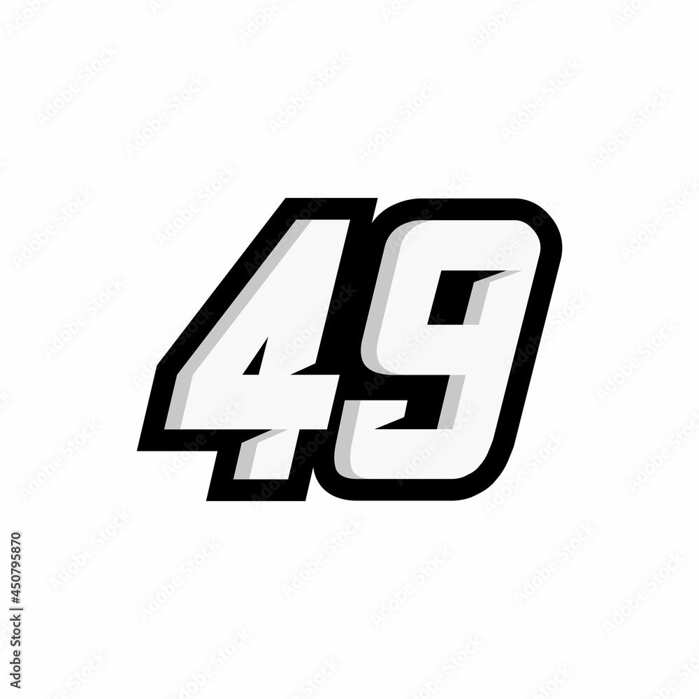 Racing number 49 logo on white background Racing number 49 logo on white background