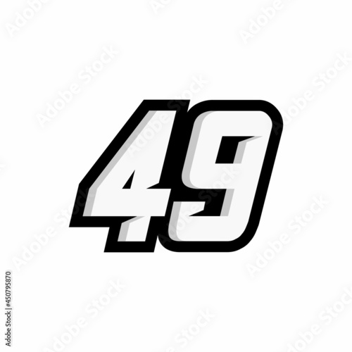 Racing number 49 logo on white background