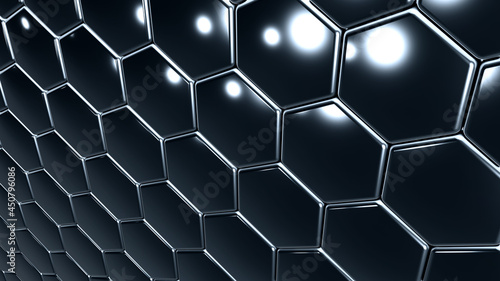 Hexagons black geometric ba...