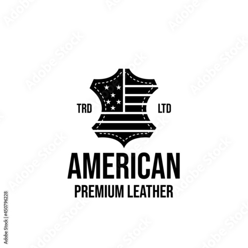 american leather craft logo icon design vector illustration