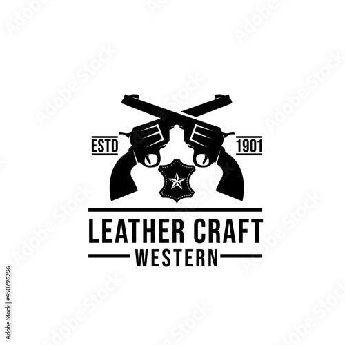 leather craft logo icon design vector illustration