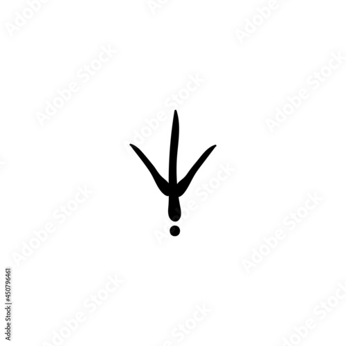 Bird trail vector icon. Turkey trace. Black Bird footprints track