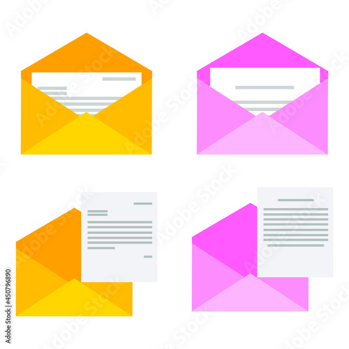 Icons for design. Vector illustration of closed letter images. Paper documents enclosed in envelopes. Sending correspondence or documents. Collection of envelope simple design. isolated on white
