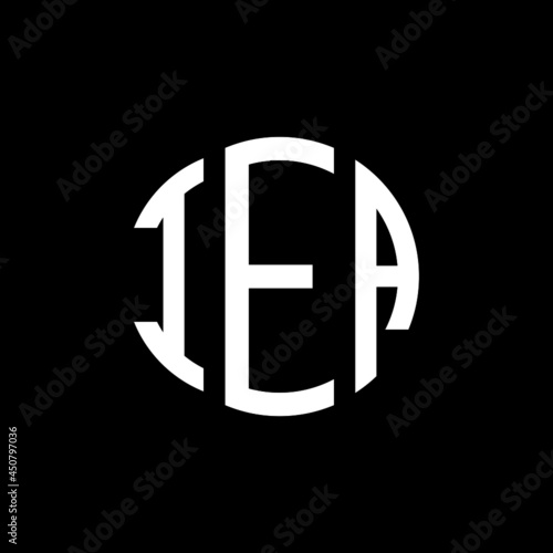 IEA letter logo design. IEA modern letter logo with black background. IEA creative  letter logo. simple and modern letter IEA logo template, IEA circle letter logo design with circle shape. IEA   photo